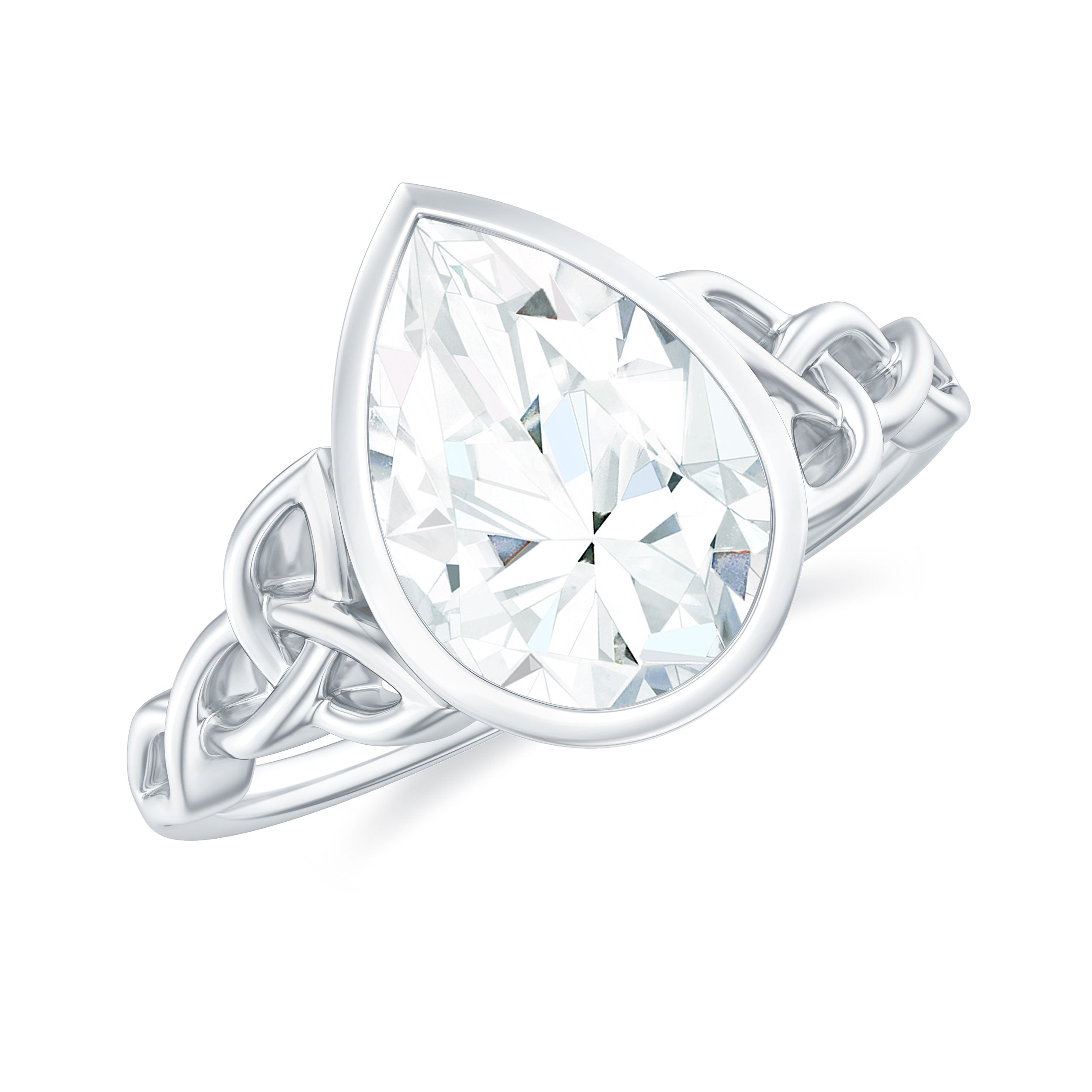 2.2 Carat Pear Shape Moissanite Celtic Knot Engagement Ring
