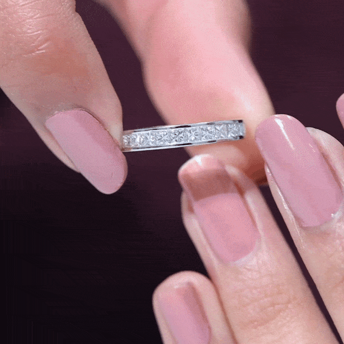 Princess Cut Diamond Half Eternity Ring in Channel Setting