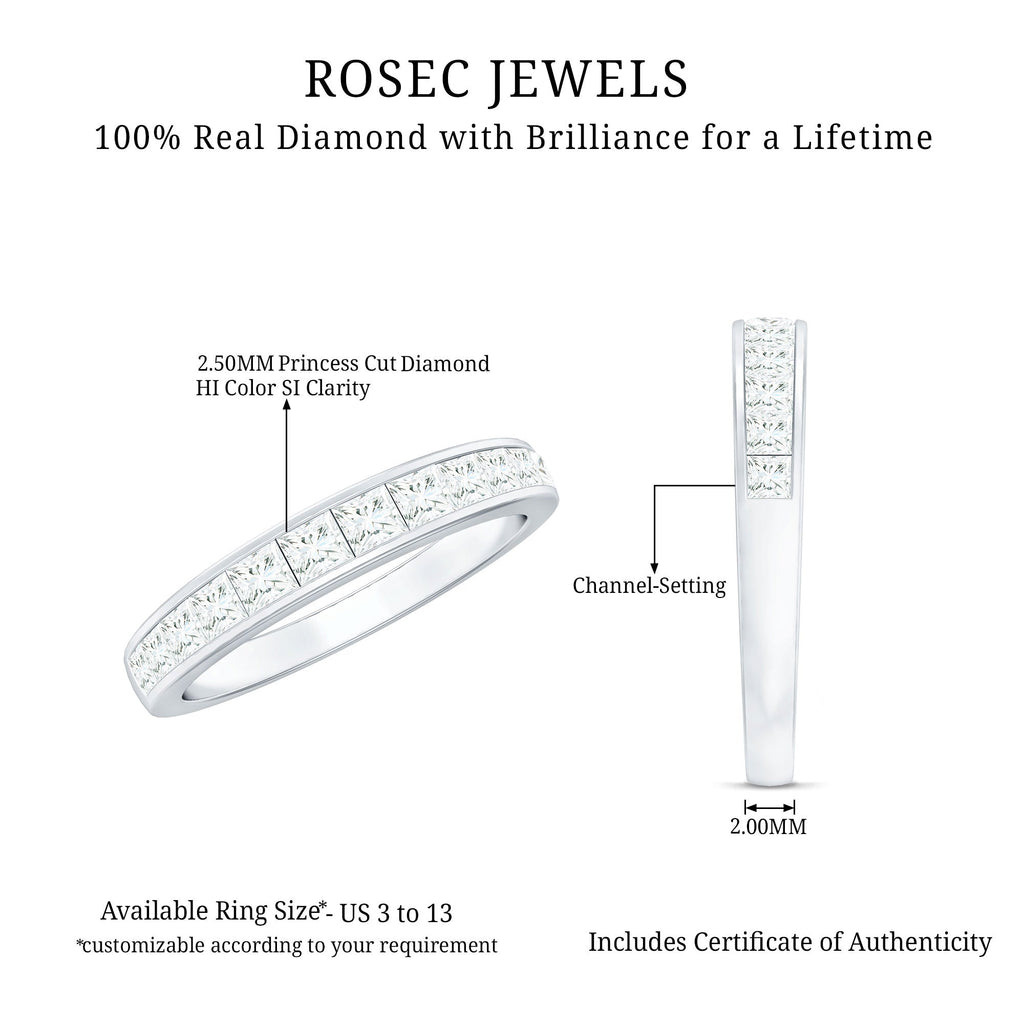 Princess Cut Diamond Half Eternity Ring in Channel Setting