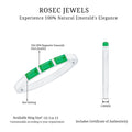 Baguette Cut Real Emerald 3 Stone Ring with Certificate