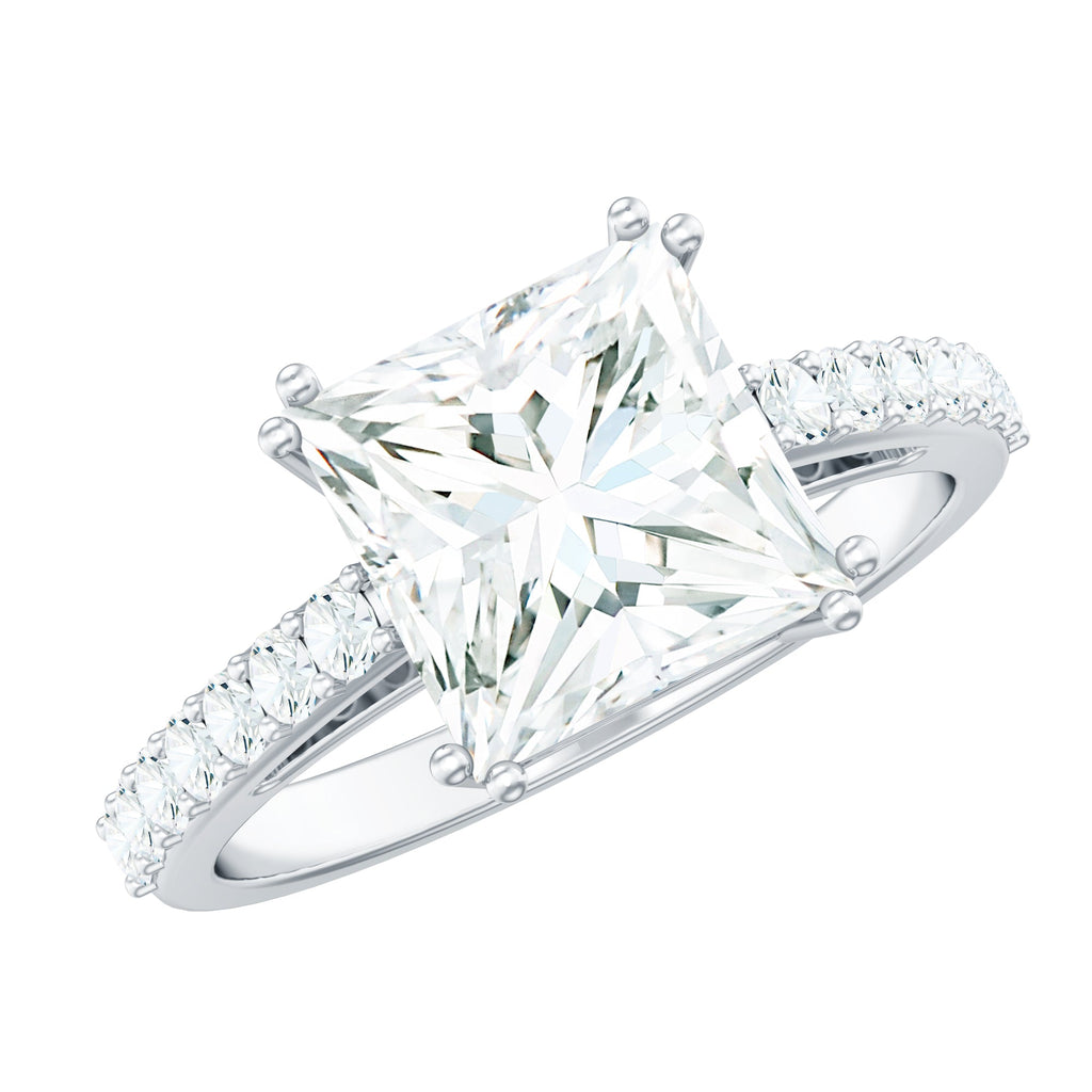 3 Carat Moissanite Princess Cut Engagement Ring With Double Prongs
