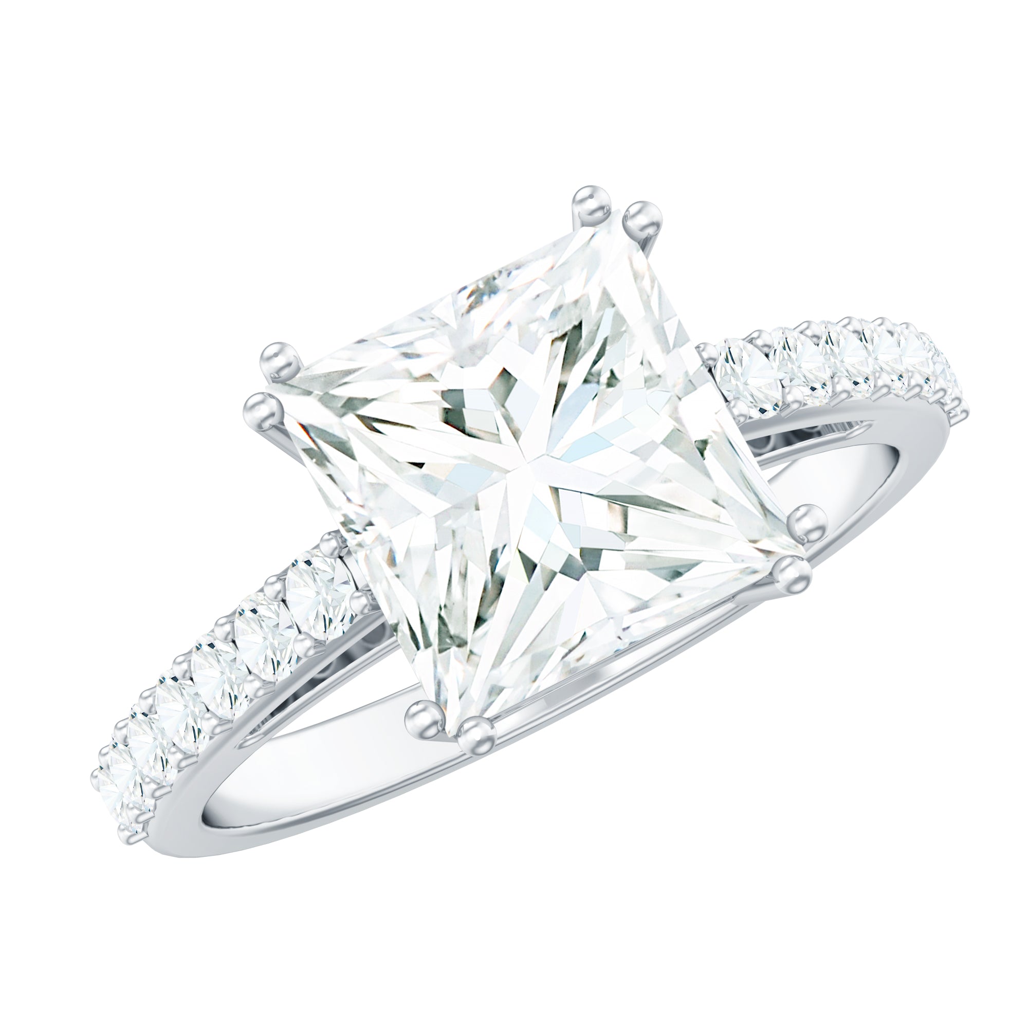 3 Carat Moissanite Princess Cut Engagement Ring With Double Prongs