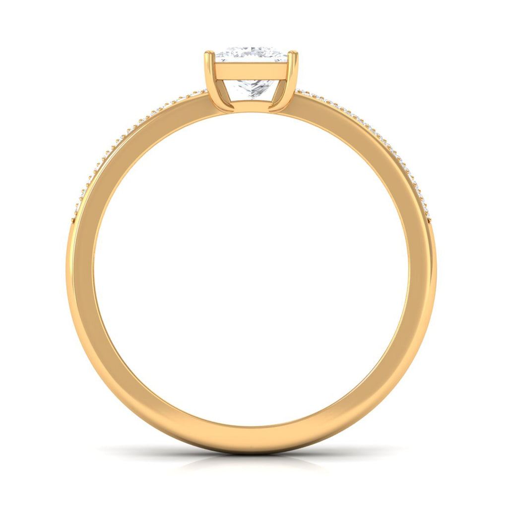 Princess Cut Cubic Zirconia Engagement Ring with Side Stones
