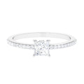 3/4 CT Princess Cut Zircon Solitaire Ring with Surprise and Side Stones
