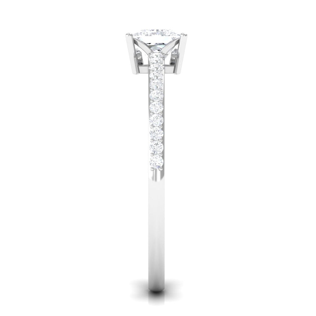 3/4 CT Princess Cut Zircon Solitaire Ring with Surprise and Side Stones