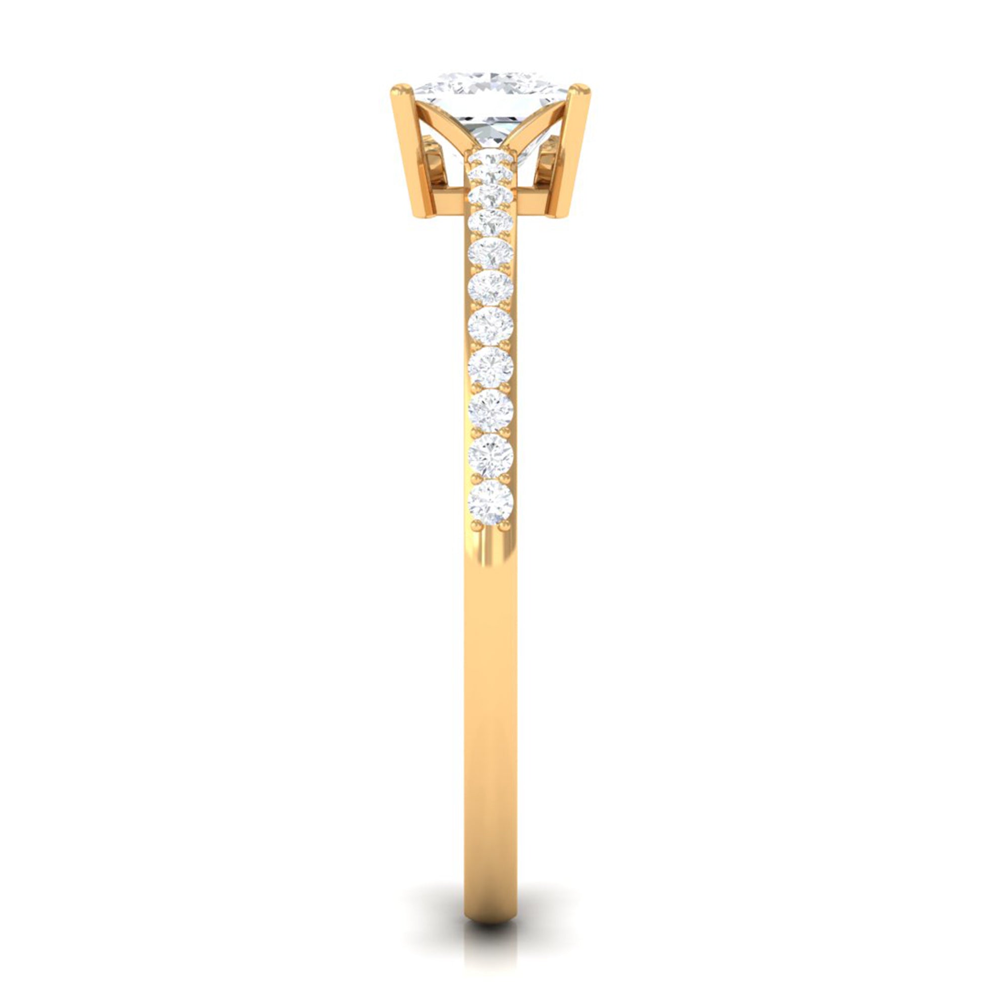 3/4 CT Princess Cut Zircon Solitaire Ring with Surprise and Side Stones