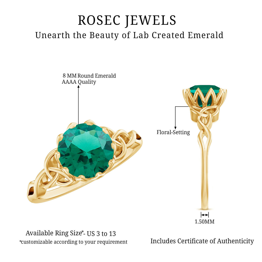 Lotus Basket Set Lab Grown Emerald Knot Engagement Ring