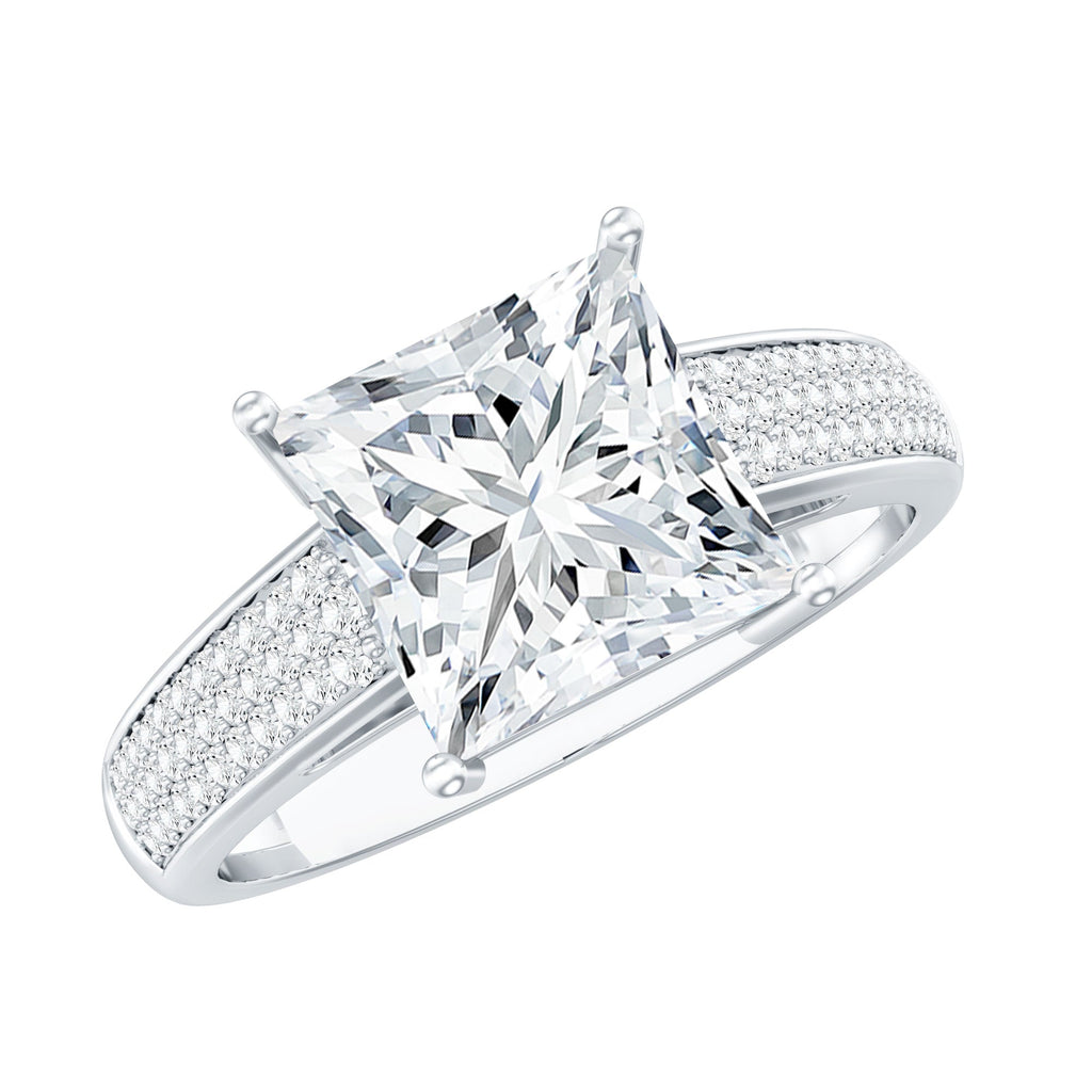 Princess Cut Moissanite Engagement Ring With Certificate