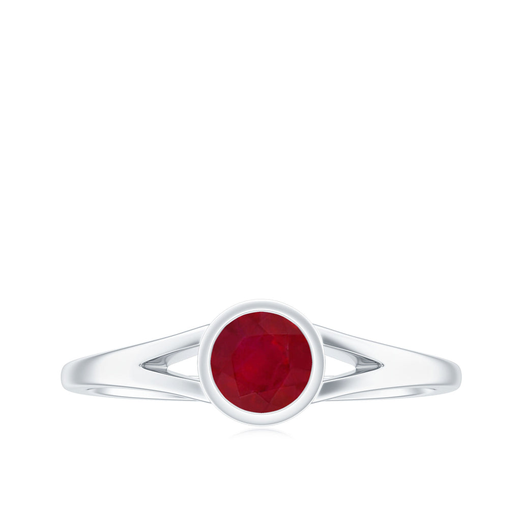 Natural 0.6 Carat Ruby Promise Ring with Split Shank