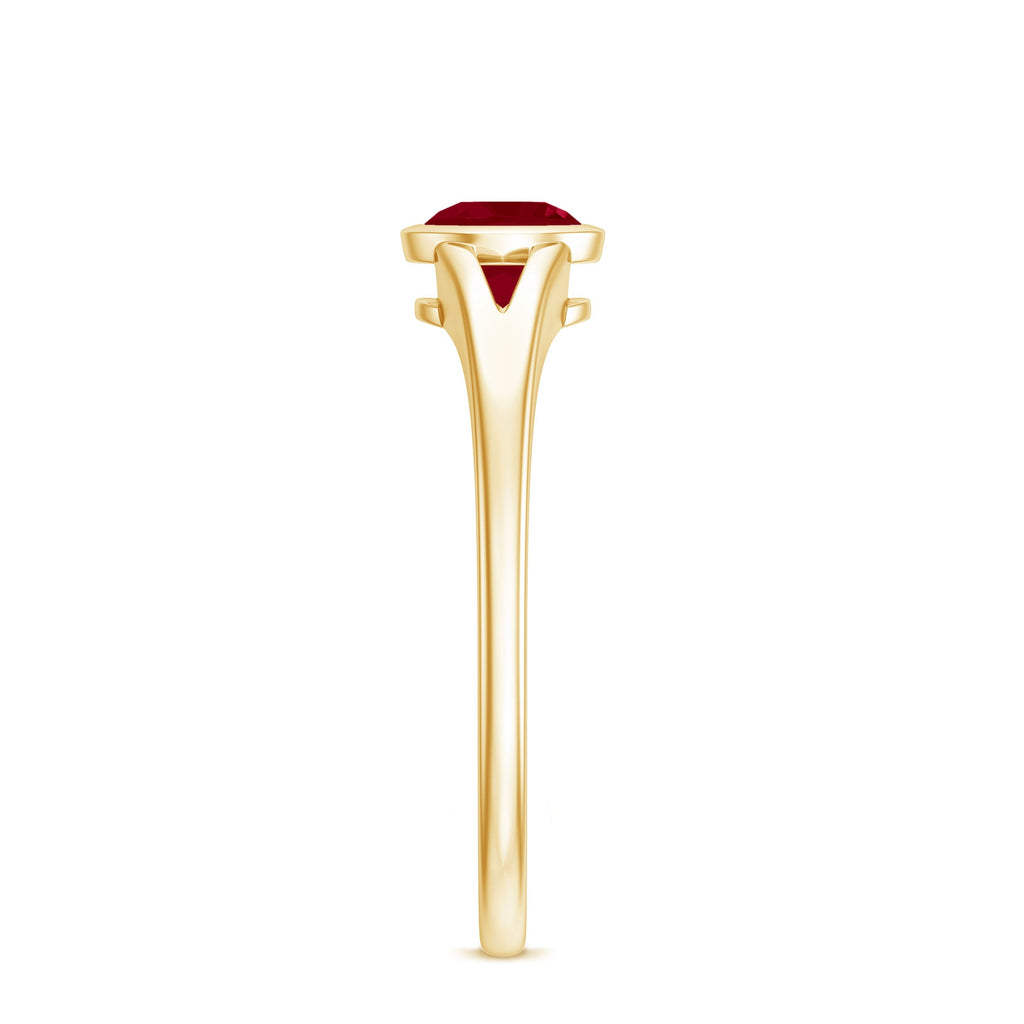 Natural 0.6 Carat Ruby Promise Ring with Split Shank