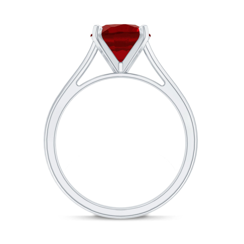 Solitaire 2.3 Carat Round Lab Grown Ruby Cathedral Engagement Ring