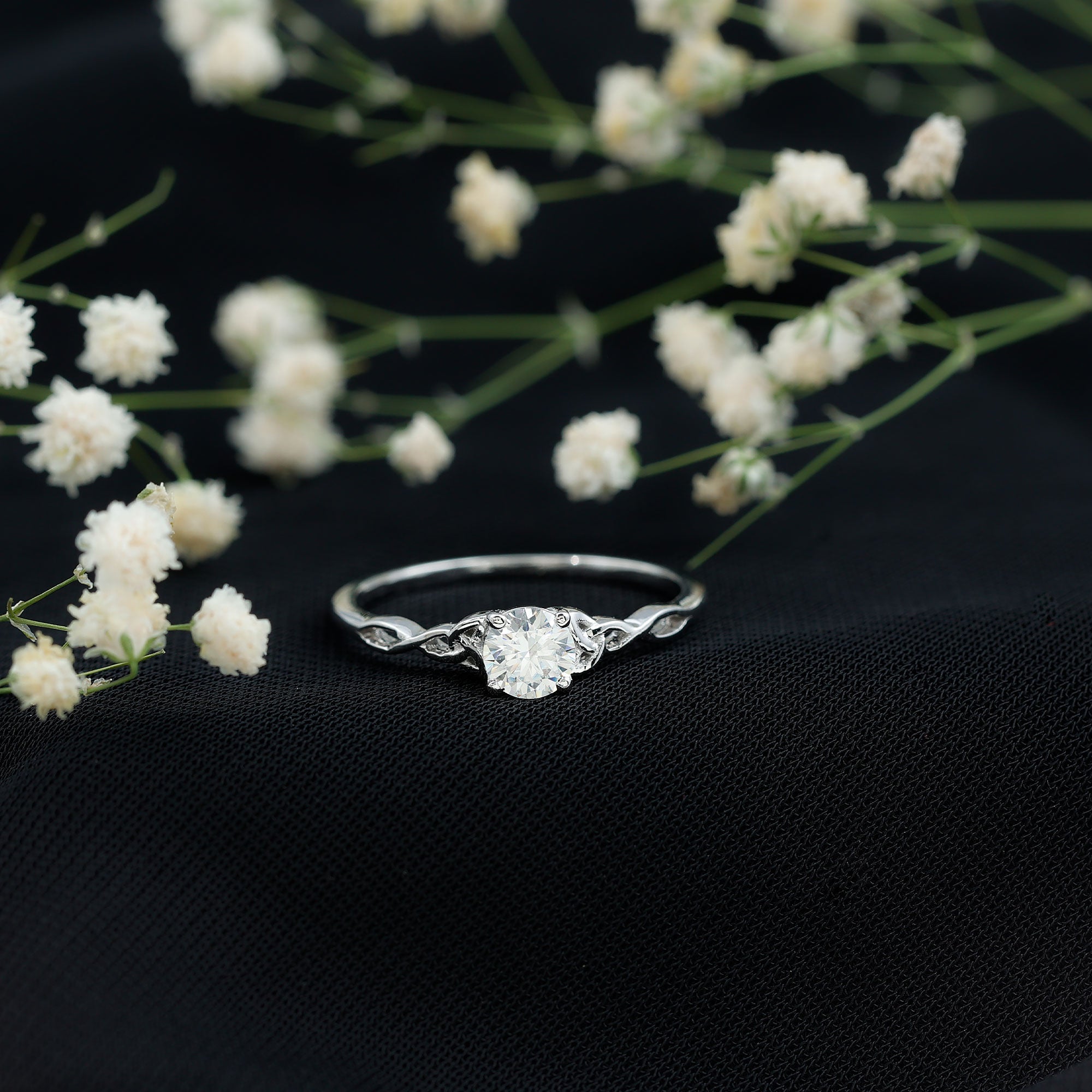 Solitaire Moissanite Celtic Knot Ring for Women