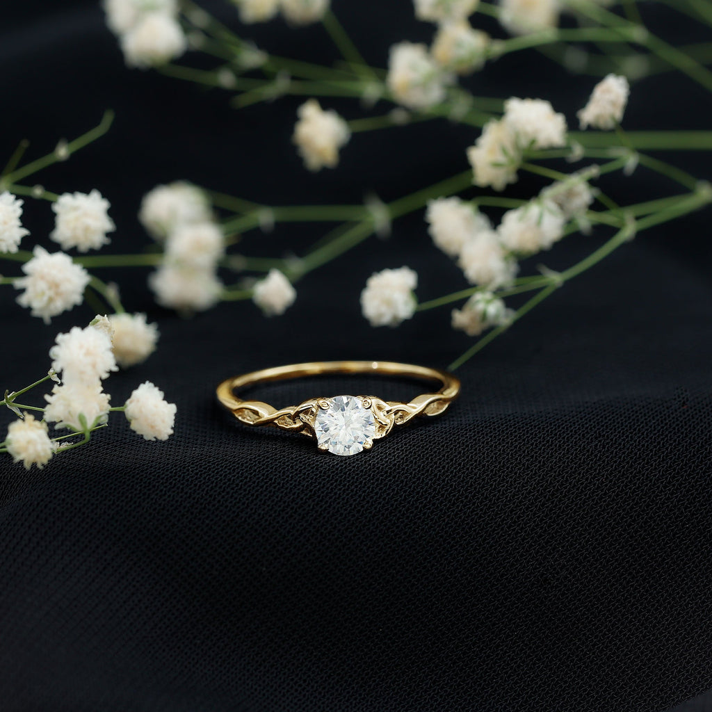 Solitaire Moissanite Celtic Knot Ring for Women