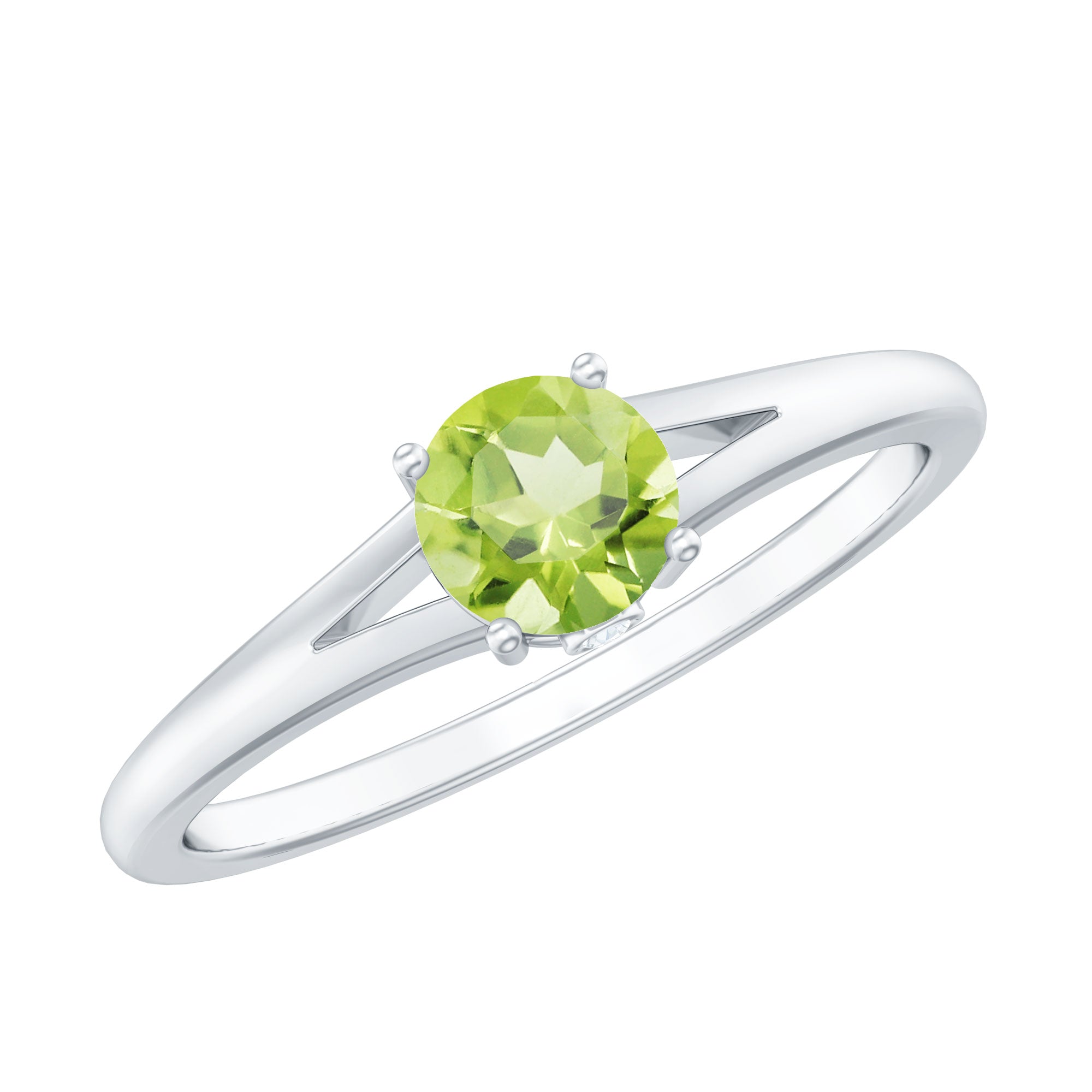 Natural Half Carat Peridot Promise Ring with Diamond