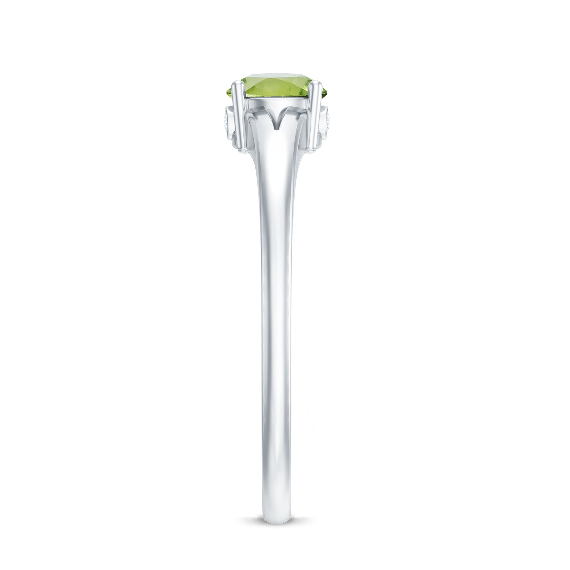 Natural Half Carat Peridot Promise Ring with Diamond