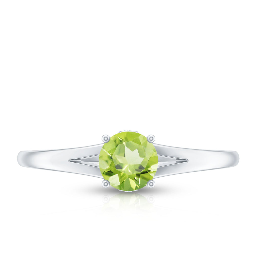 Natural Half Carat Peridot Promise Ring with Diamond
