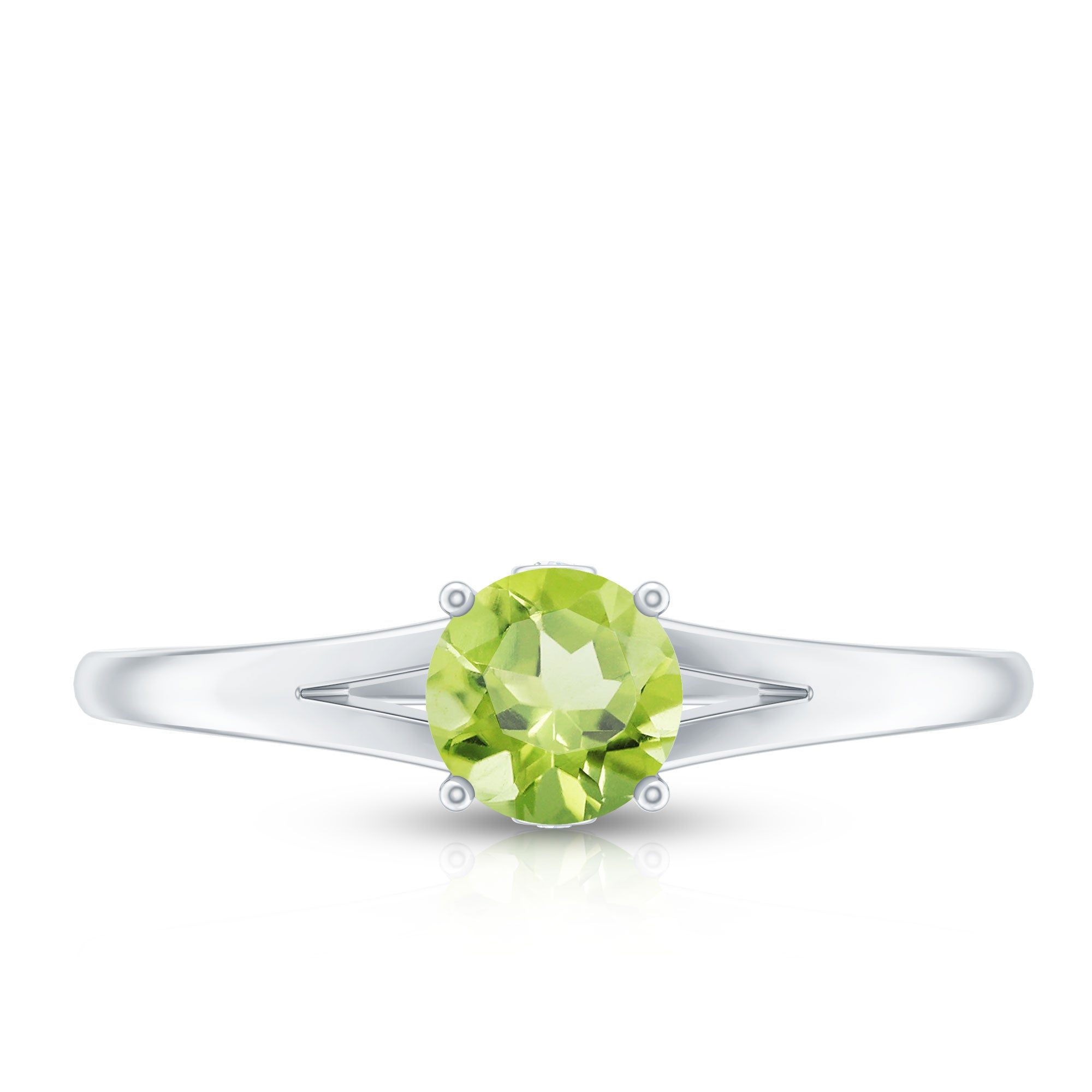 Natural Half Carat Peridot Promise Ring with Diamond