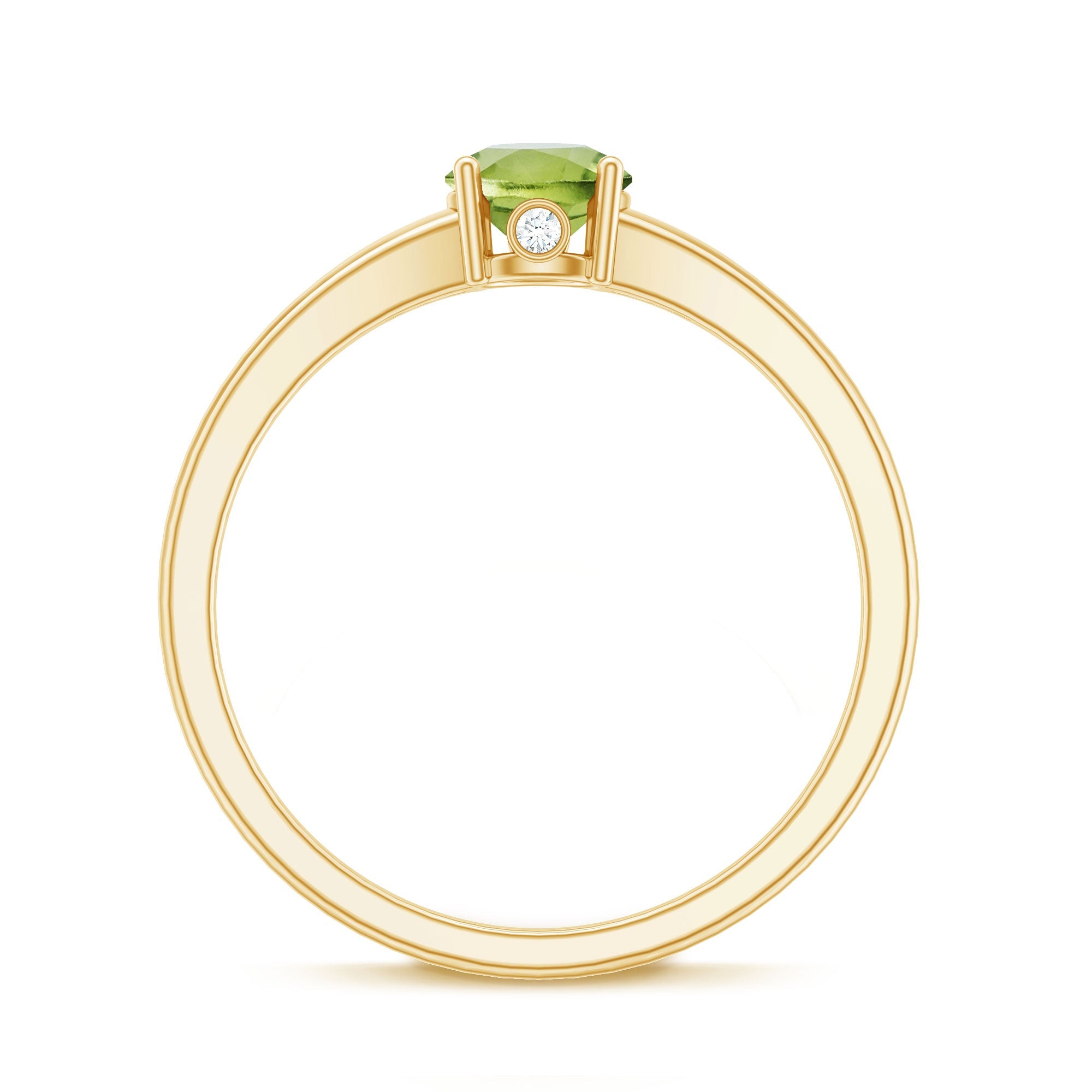 Natural Half Carat Peridot Promise Ring with Diamond