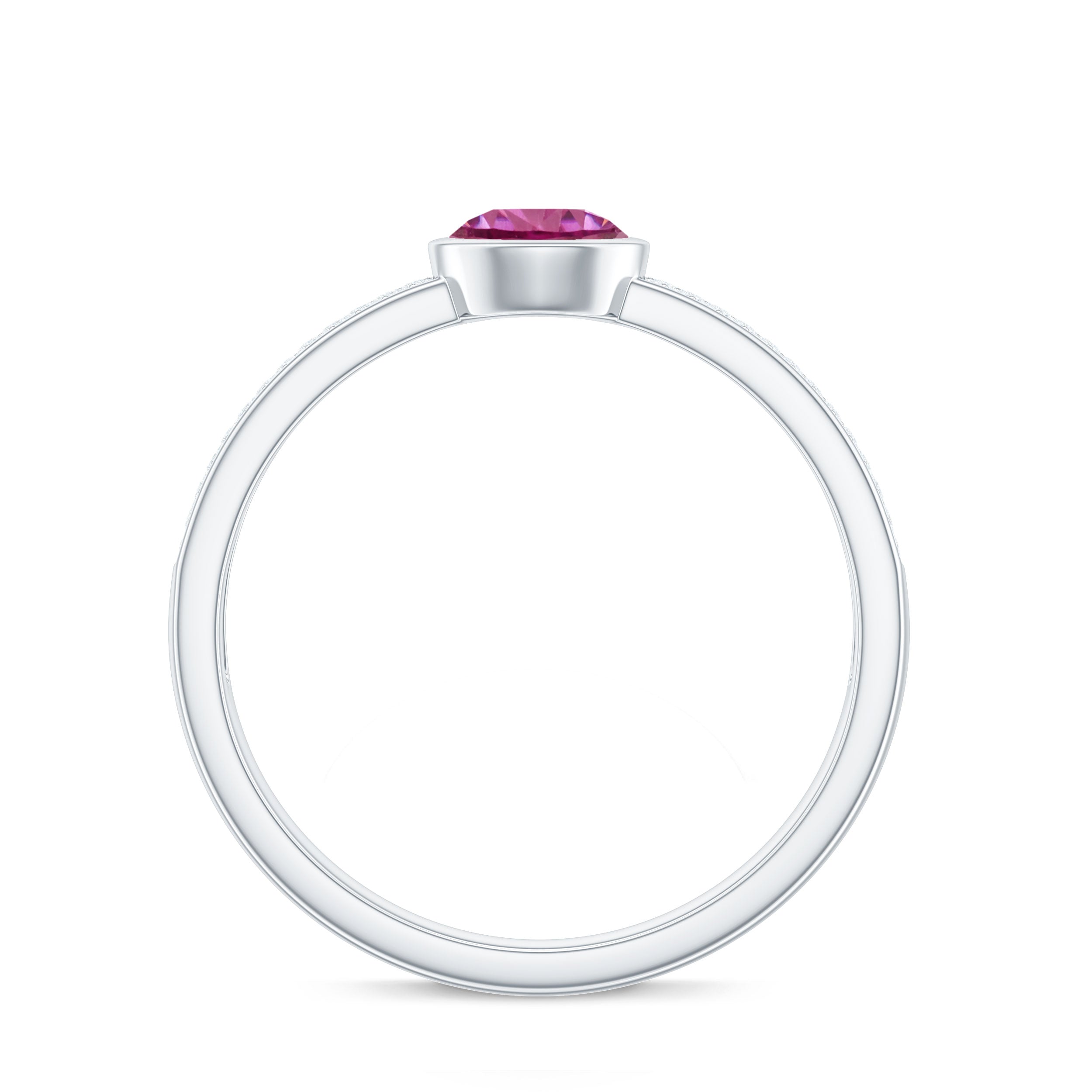 0.75 CT Solitaire Pink Tourmaline and Diamond Engagement Ring