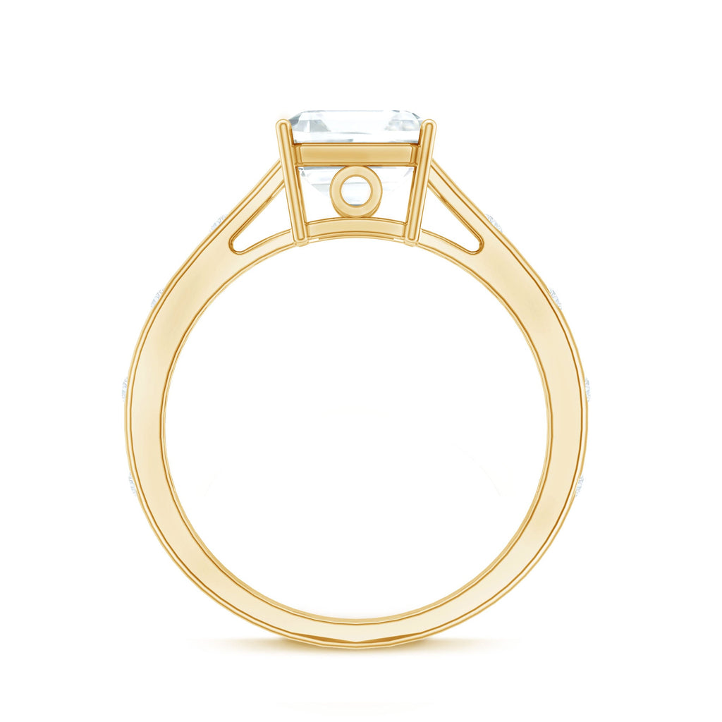 Asscher Cut Moissanite Solitaire Engagement Ring with Certificate