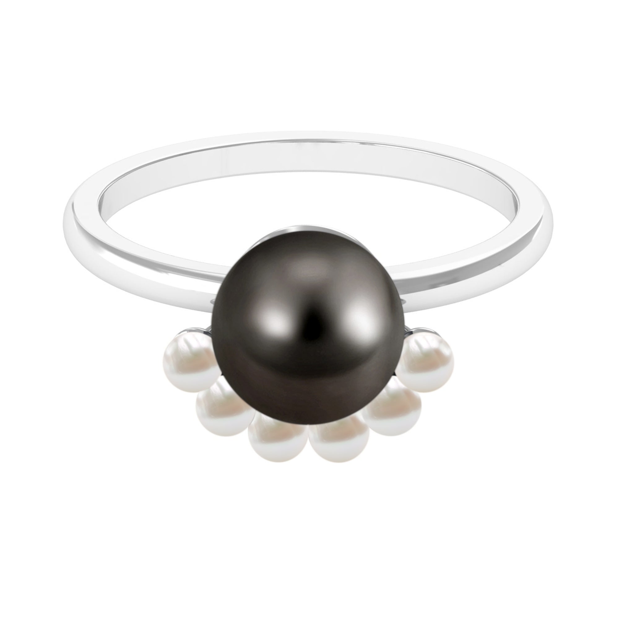 Designer 8 Carat Black and White Pearl Half Halo Engagement Ring
