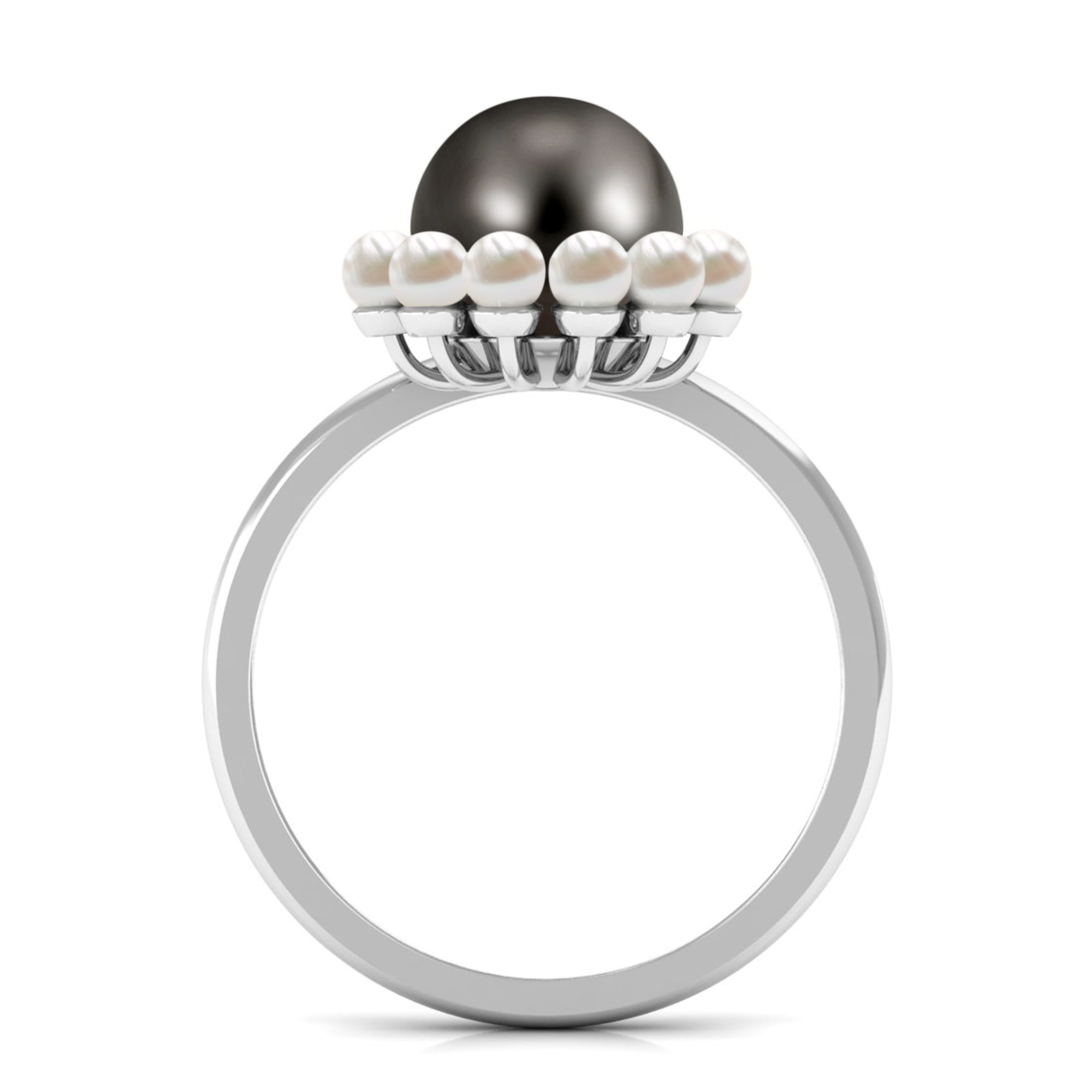 Designer 8 Carat Black and White Pearl Half Halo Engagement Ring