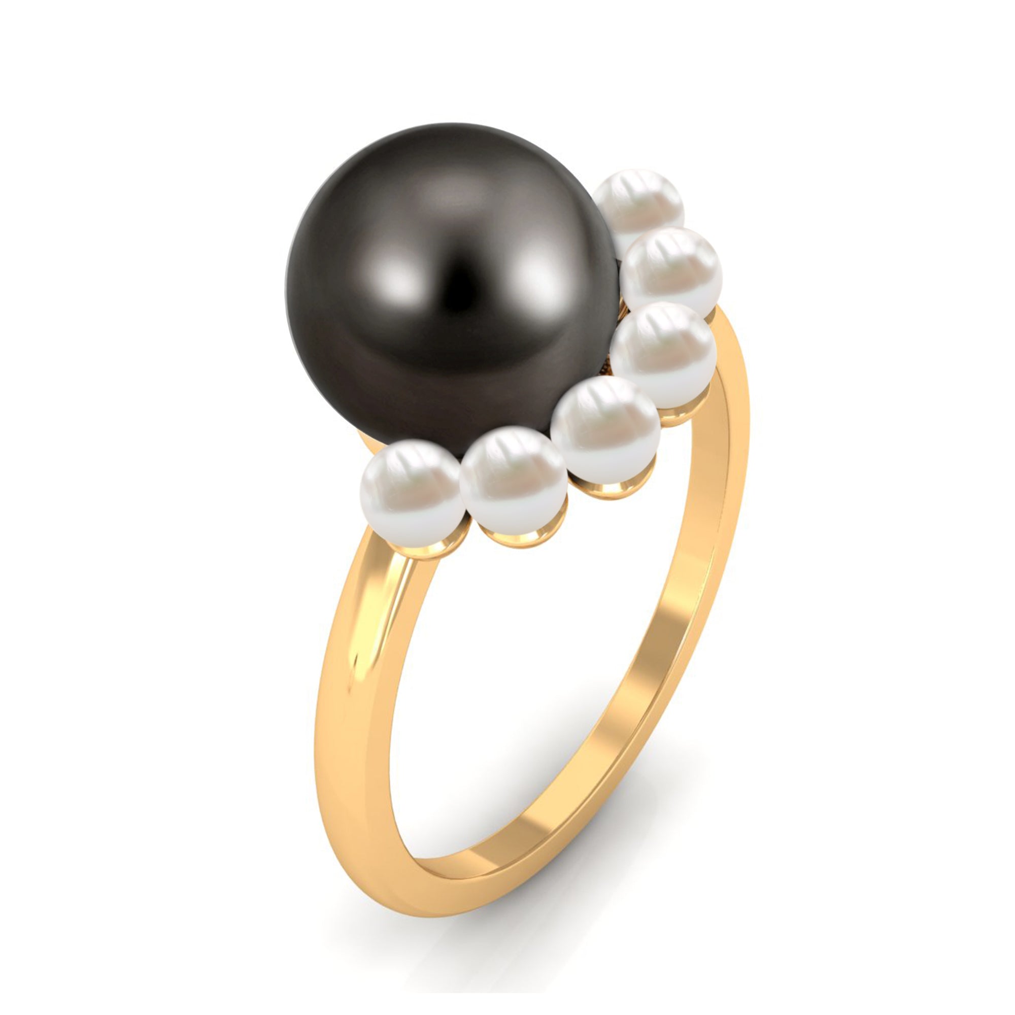 Designer 8 Carat Black and White Pearl Half Halo Engagement Ring