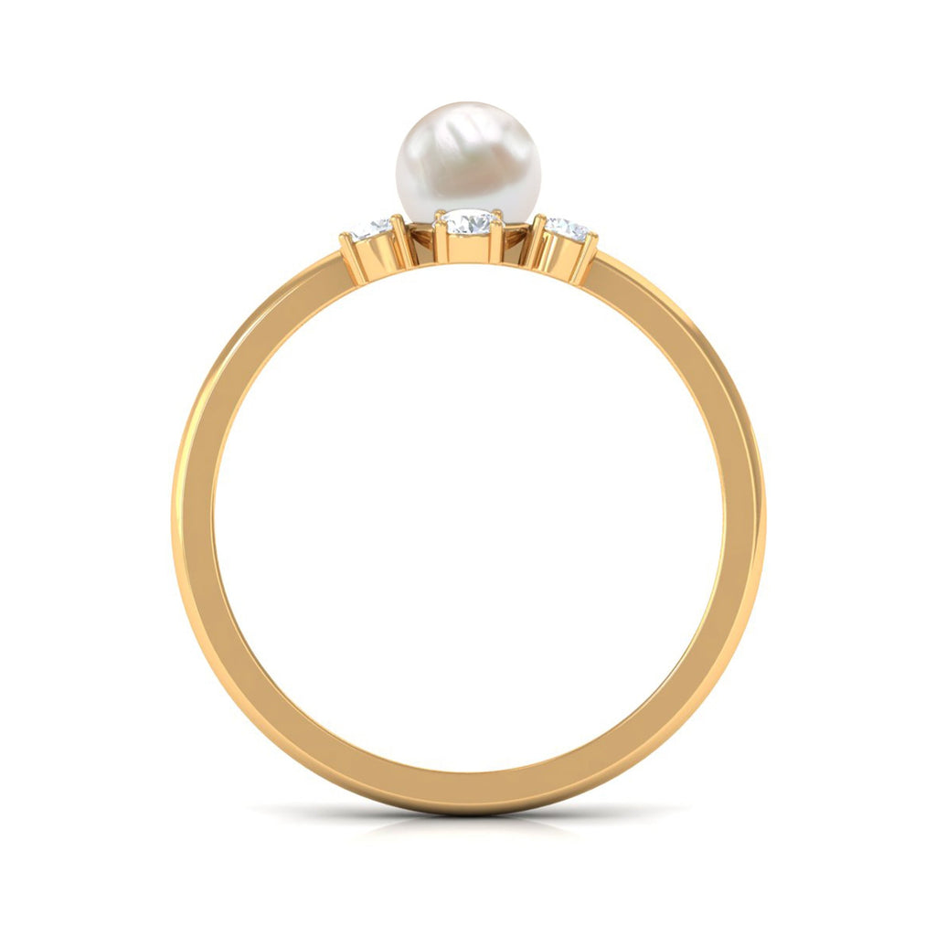 Cultured 2 Carat Freshwater Engagement Ring with Diamond