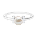 Cultured 2 Carat Freshwater Pearl Solitaire Engagement Ring with Diamond