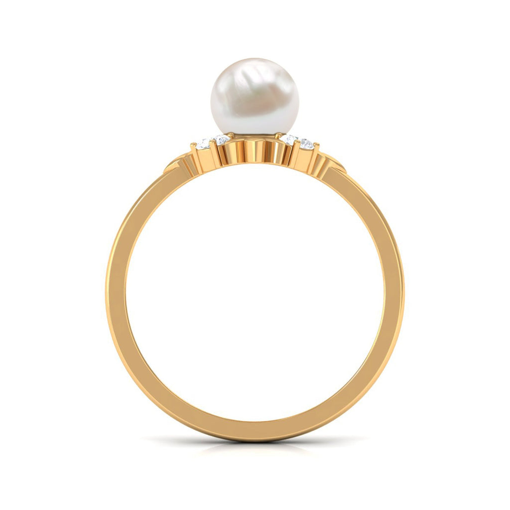 Nature Inspired 2 Carat Freshwater Pearl Engagement Ring with Diamond