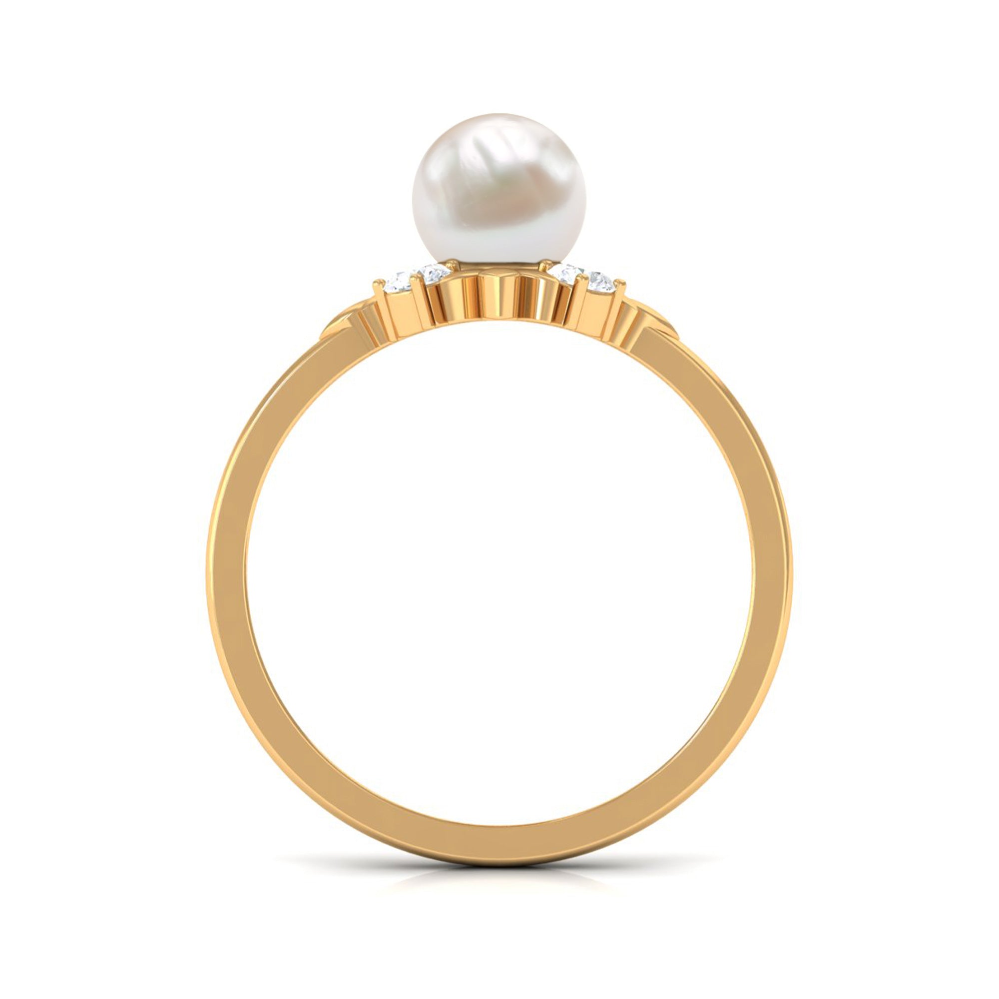 Nature Inspired 2 Carat Freshwater Pearl Engagement Ring with Diamond