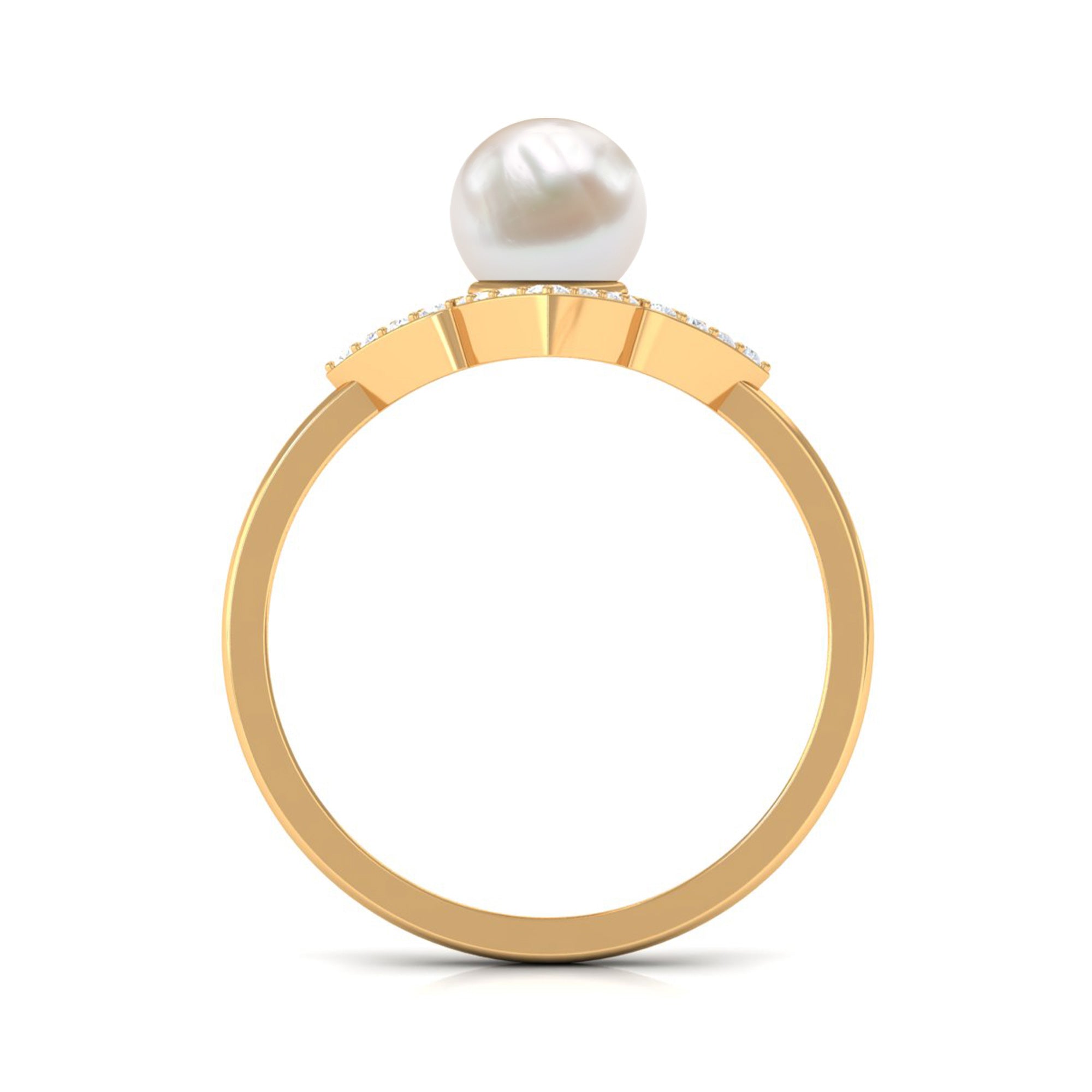 Real 2 Carat Freshwater Pearl Flower Engagement Ring with Diamond