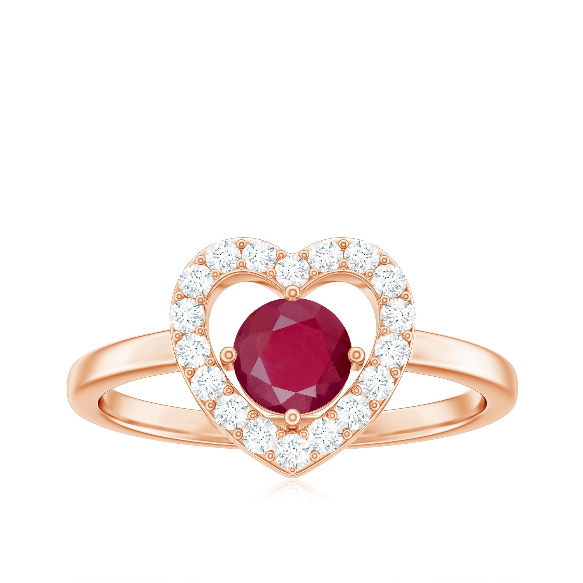 Natural 0.6 Carat Ruby Diamond Heart Engagement Ring for Women