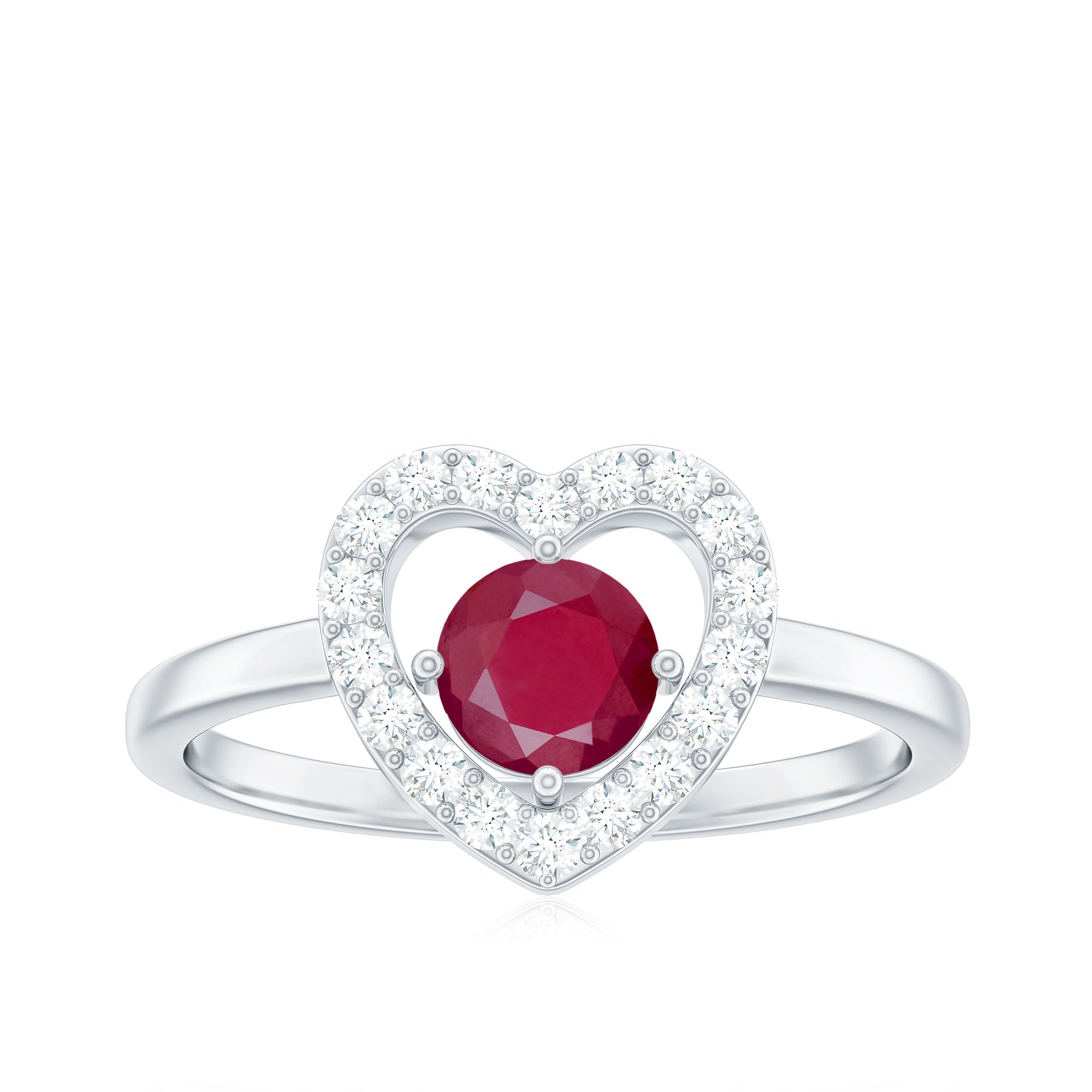 Natural 0.6 Carat Ruby Diamond Heart Engagement Ring for Women