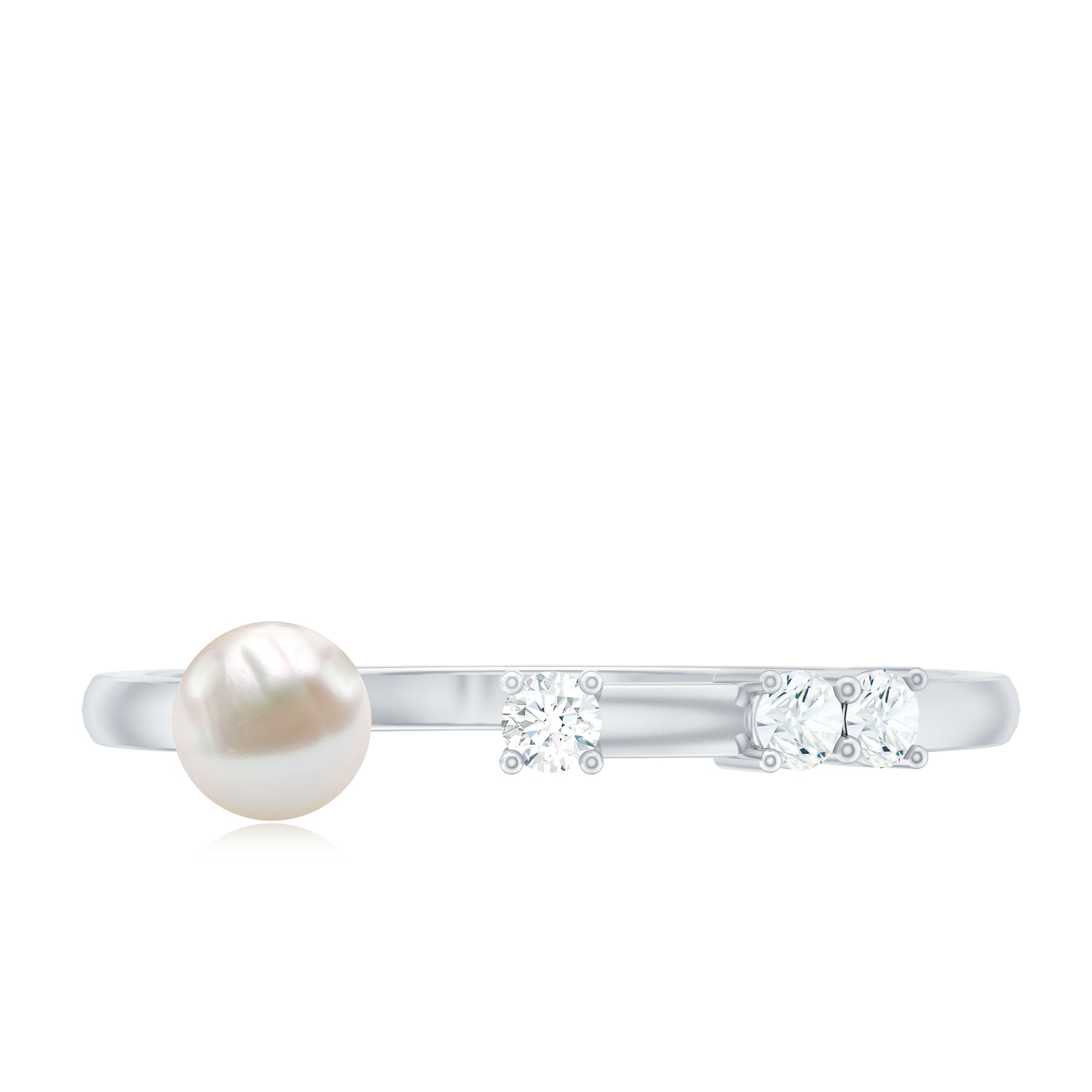 Natural 2 Carat Freshwater Pearl Promise Ring with Diamond