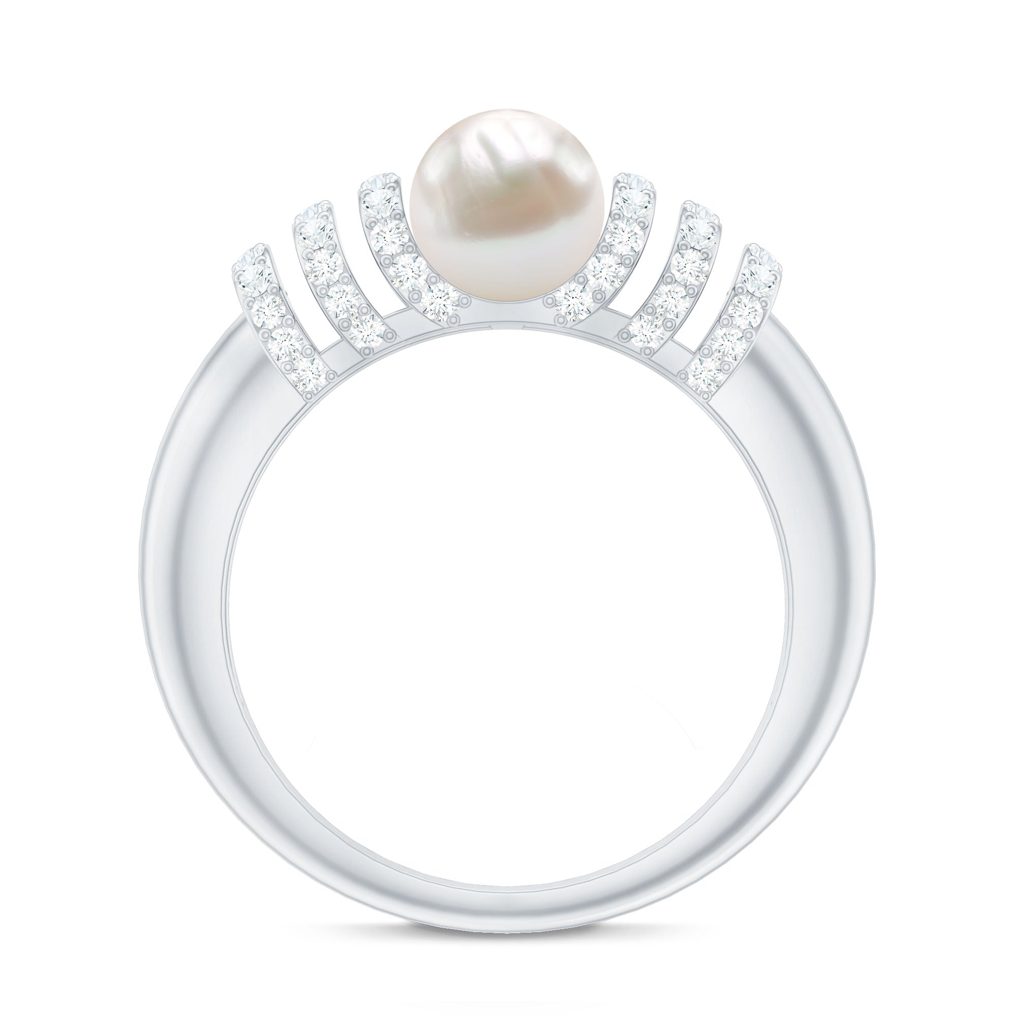 2 Carat Freshwater Pearl Diamond Engagement Ring for Women