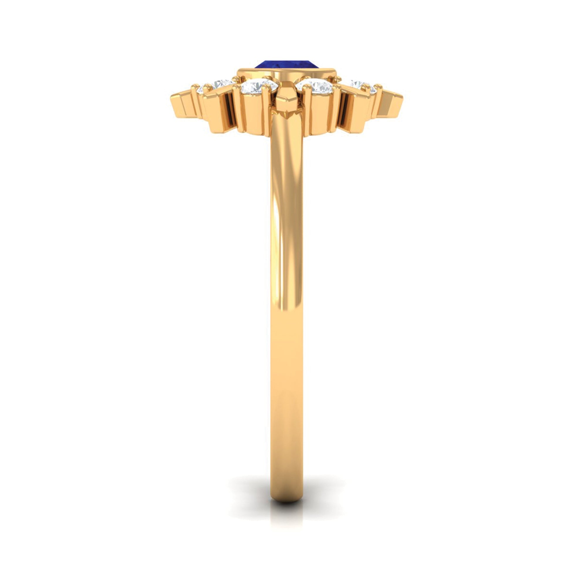 Certified Real Blue Sapphire Flower Promise Ring with Diamond