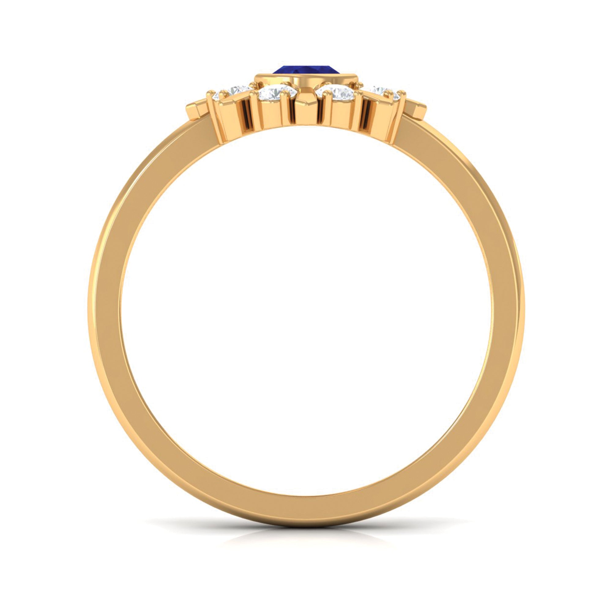 Certified Real Blue Sapphire Flower Promise Ring with Diamond
