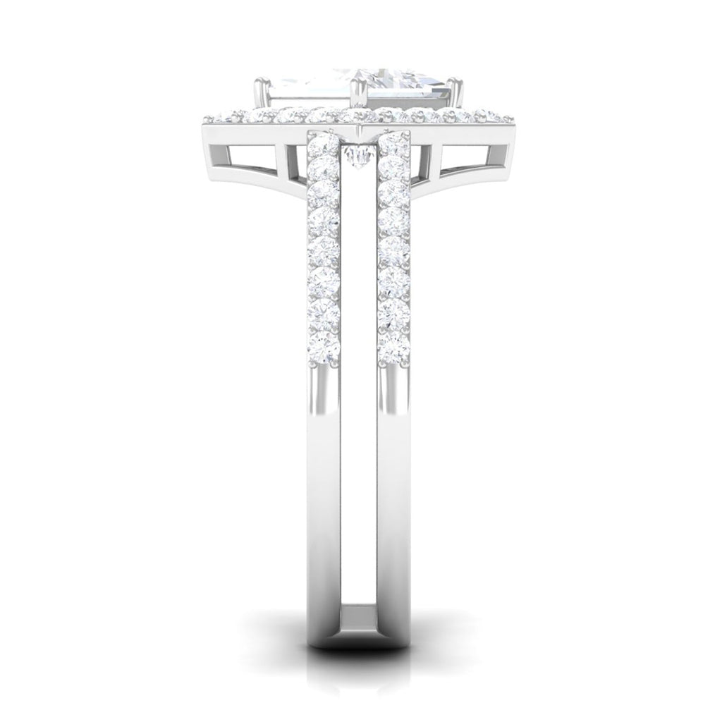 2.50 CT Princess Cut Zircon Double Engagement Band Ring