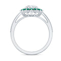 Certified 2 Carat Lab Grown Diamond Engagement Ring with Emerald Halo