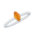 1/2 Ct Fire Opal Marquise Engagement Ring with Diamond