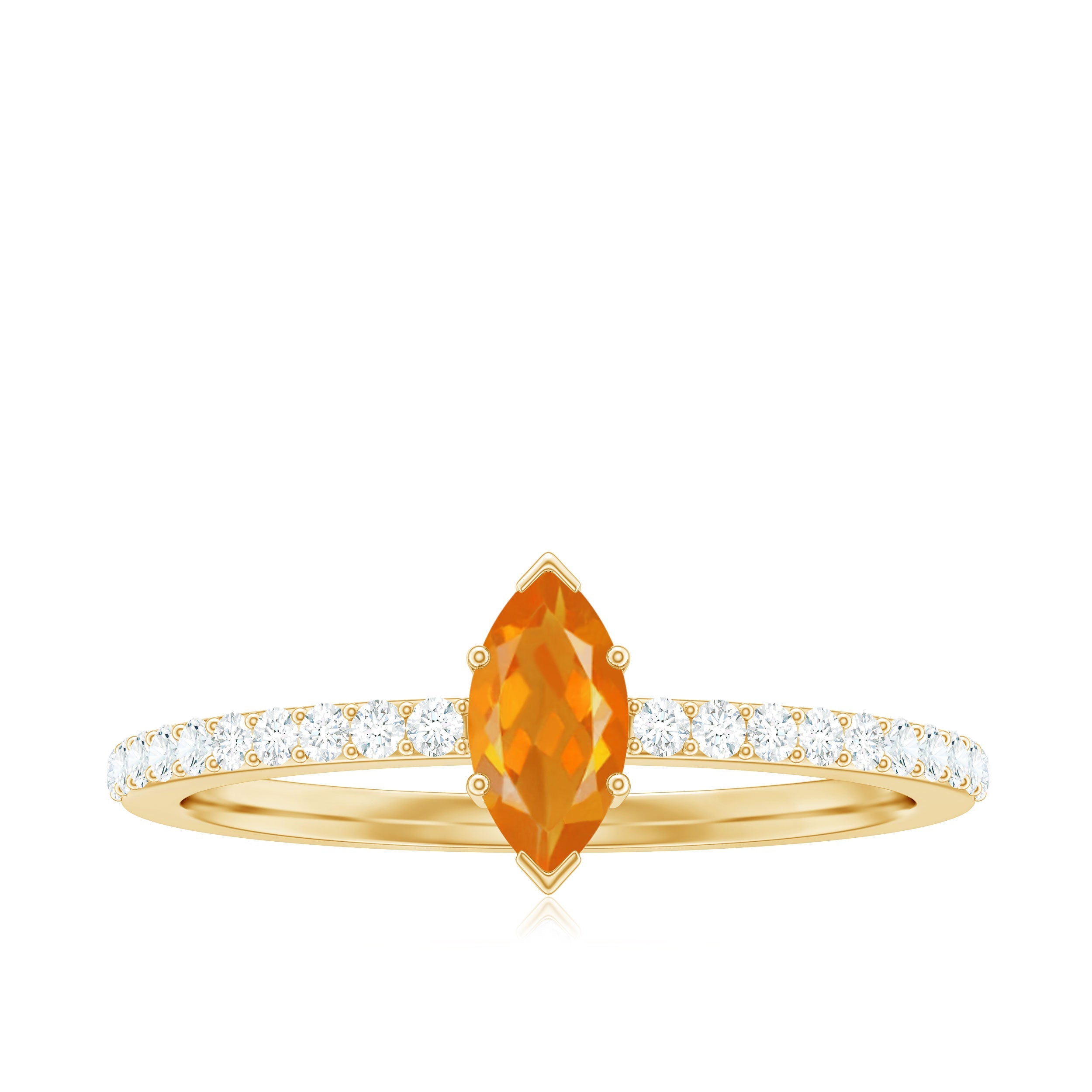 1/2 Ct Fire Opal Marquise Engagement Ring with Diamond