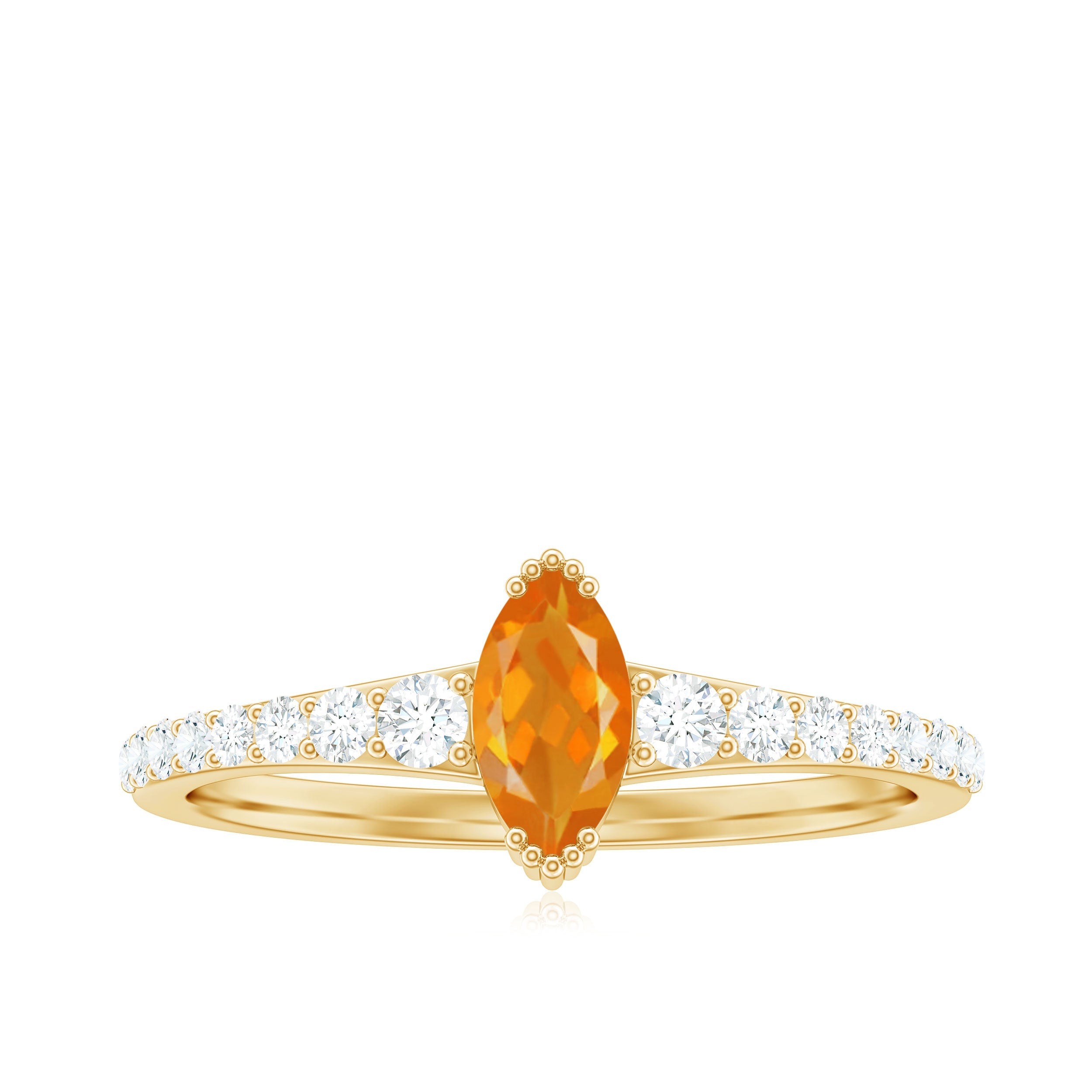 3/4 Carat Marquise Fire Opal Engagement Ring with Diamond