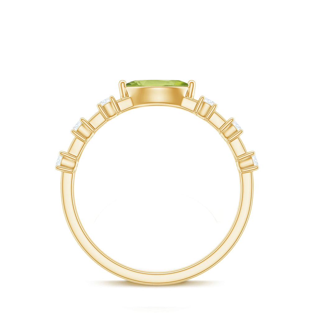 0.75 CT Peridot East West Ring with Diamond Accent