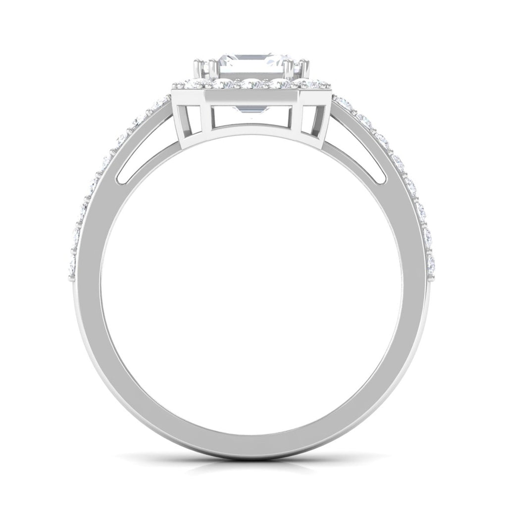 2.25 CT Asscher Cut Solitaire Zircon Halo Engagement Ring