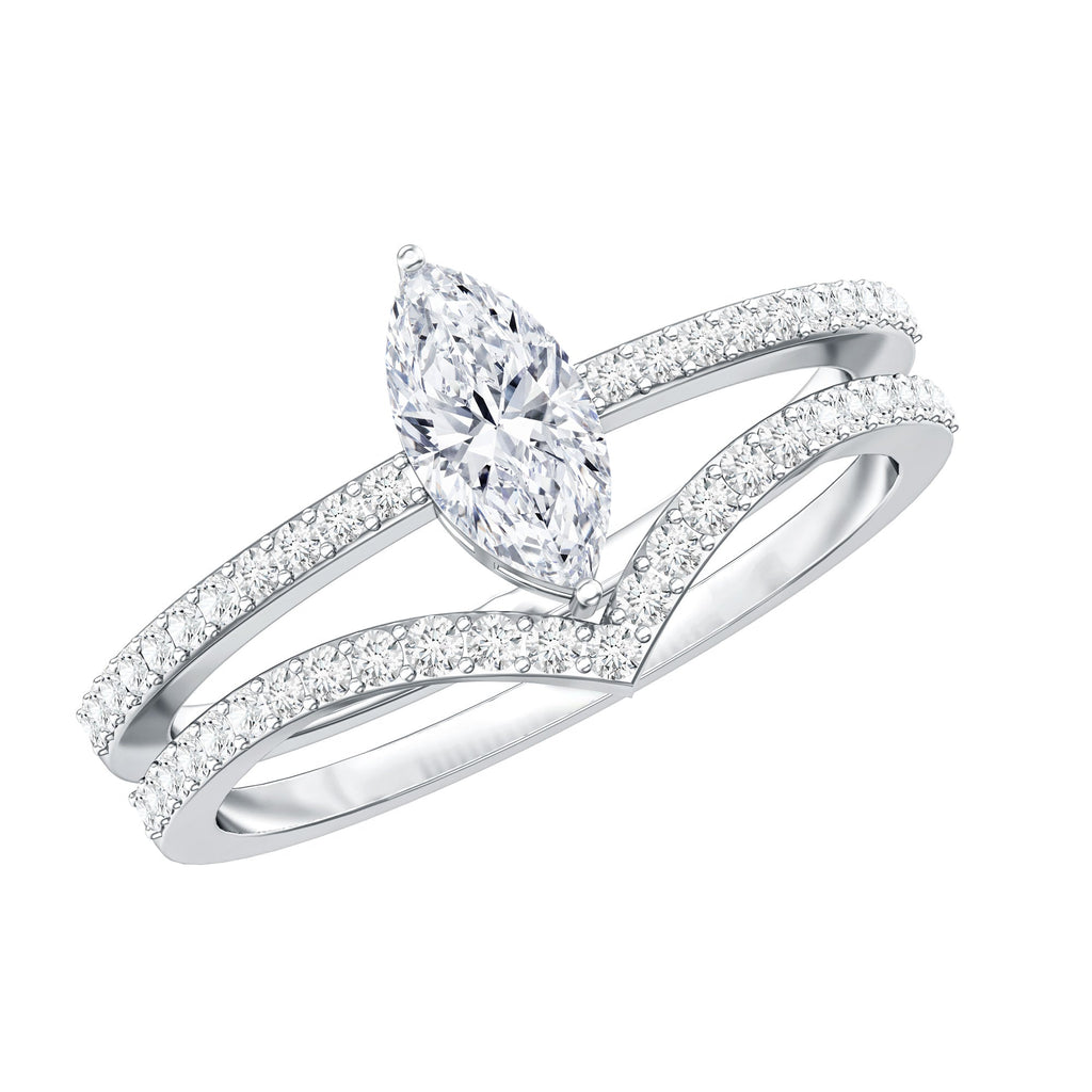 Certified Marquise Cut Zircon Wedding Ring Set for Women