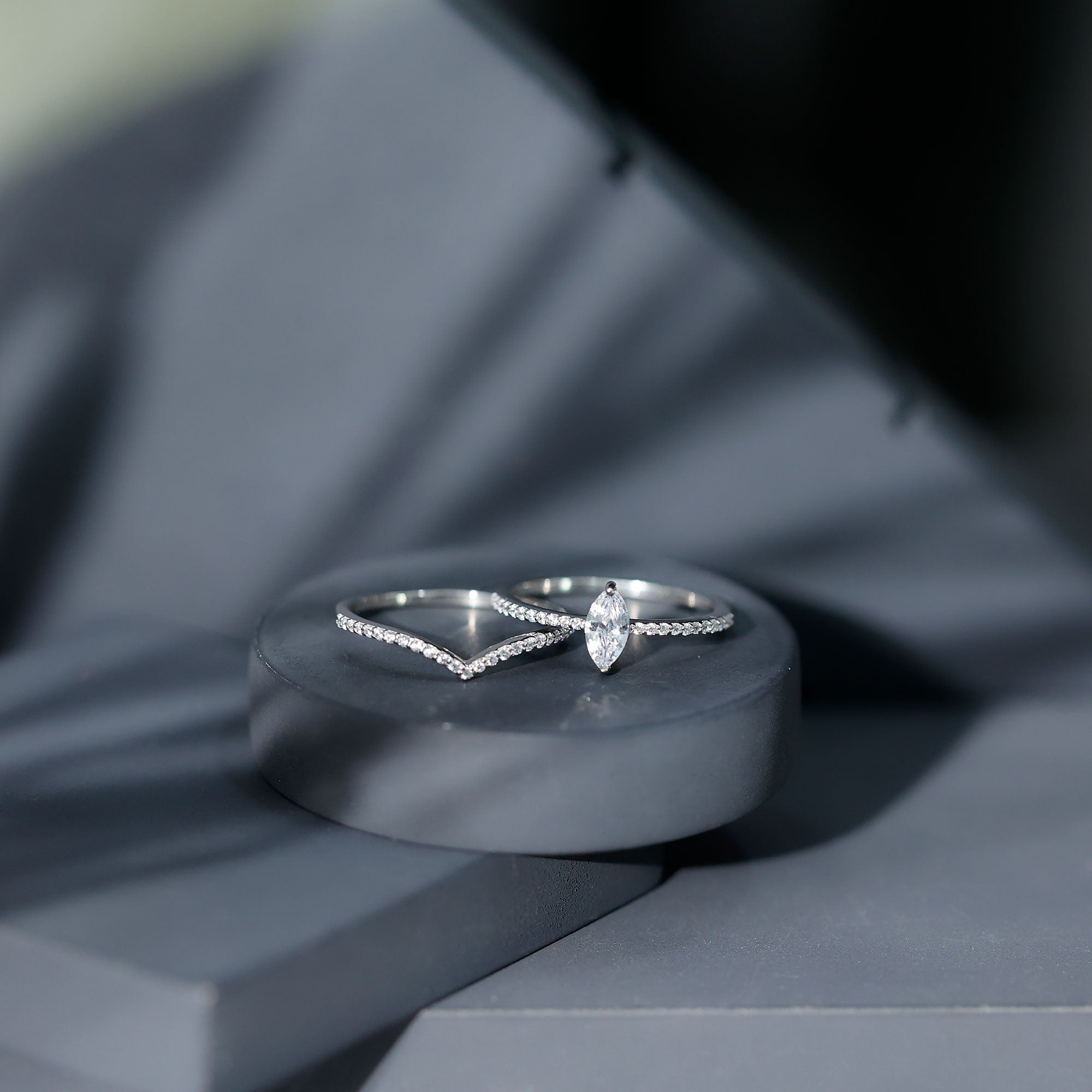Certified Marquise Cut Zircon Wedding Ring Set for Women
