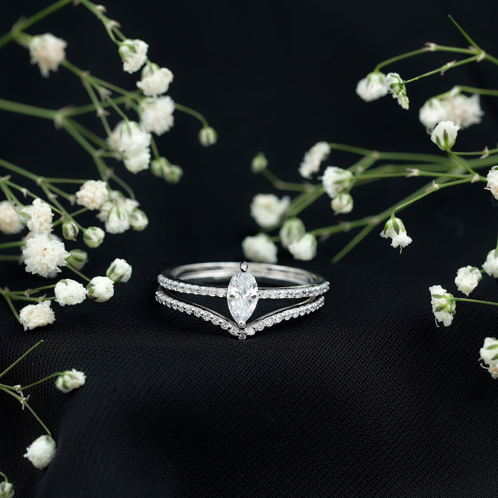 Certified Marquise Cut Zircon Wedding Ring Set for Women
