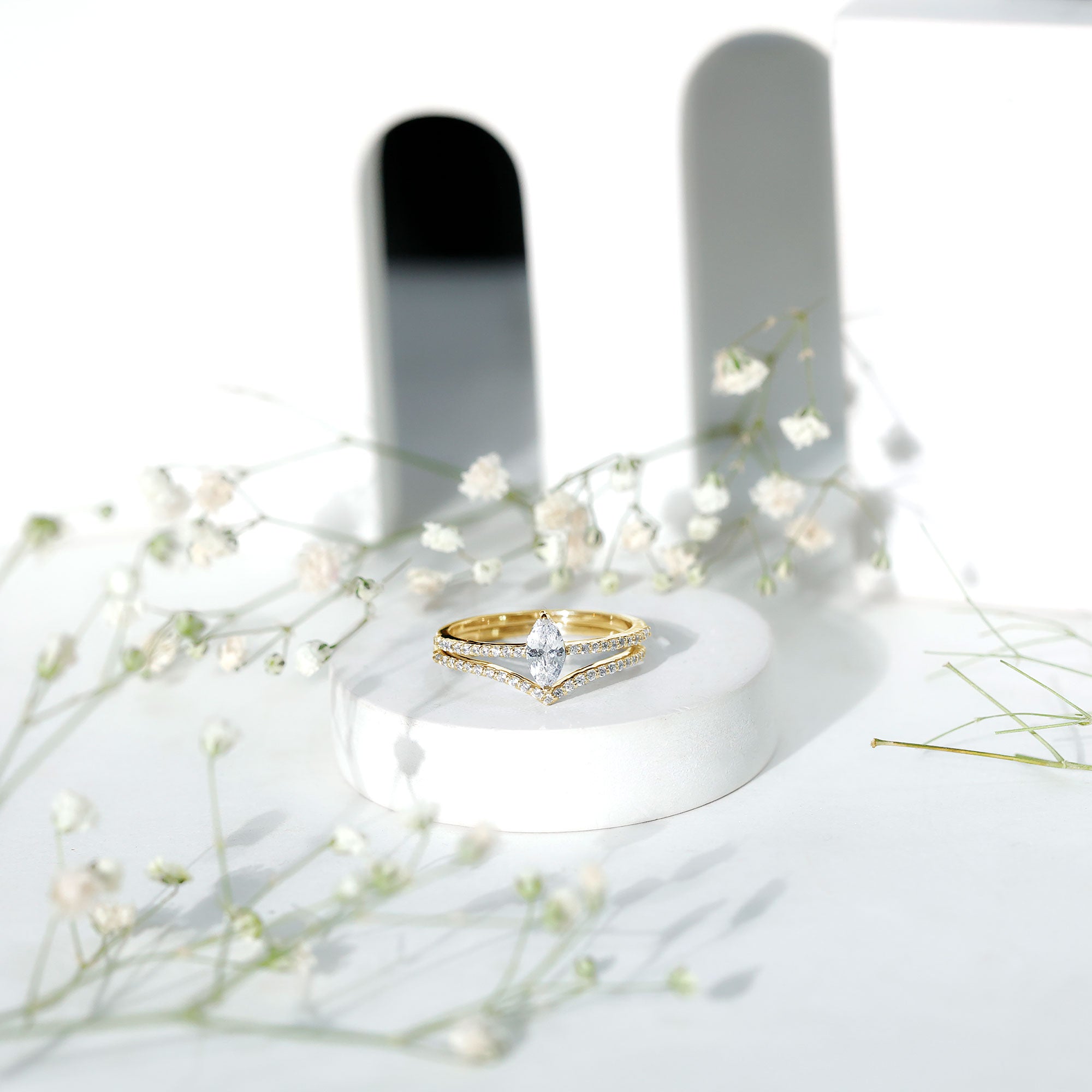 Certified Marquise Cut Zircon Wedding Ring Set for Women