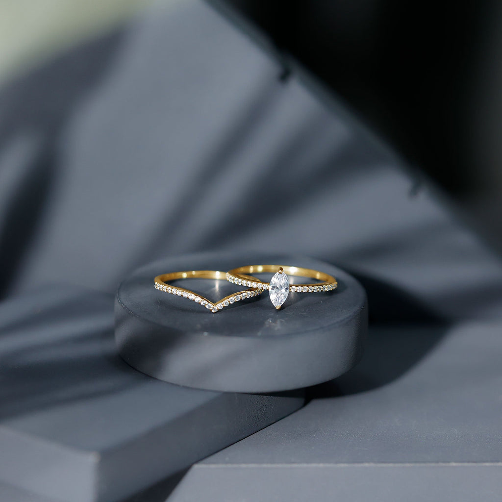 Certified Marquise Cut Zircon Wedding Ring Set for Women